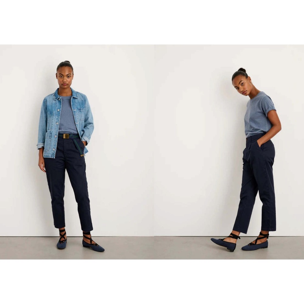 Alex Mill Navy Blue Pleated Chino Pants High Rise Tapered Ankle Women 4